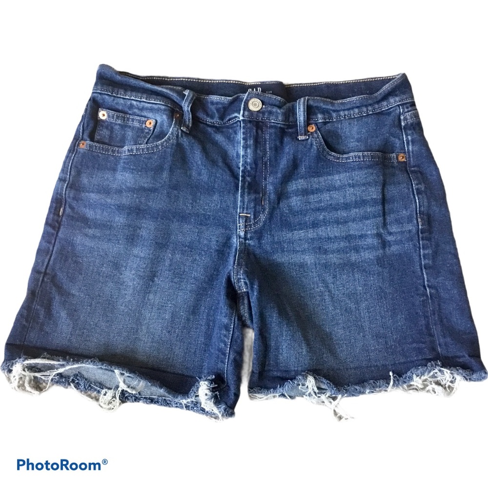 Gap Raw Hem 5" Denim Shorts Dark Indigo Size 8